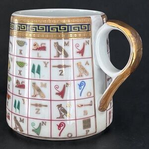 Egyptian Porcelain Mug with Hieroglyphics